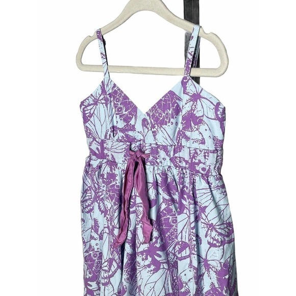 𝅺garnet Hill Girls Blue Purple Sun Twirl Sun Dress 8 100% Cotton Butterfly - Picture 3 of 5